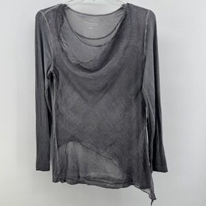 Soft Surroundings Women's Medium Gray Silk Overlay Tunic Top Long Sleeve Blouse‎